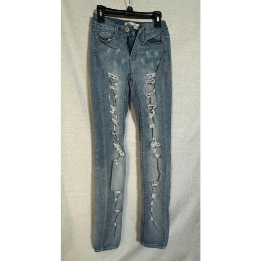 Mudd Womens Blue Jeans Low Rise Skinny Distressed Stretch Size 0
